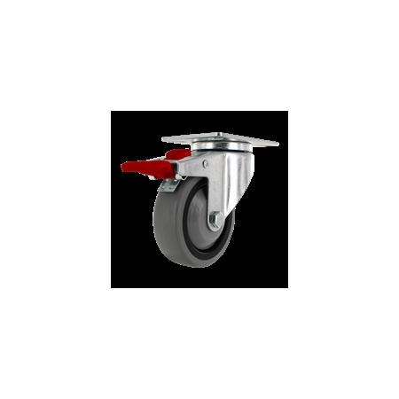 Casterhq 4"x1.25", TPR A70 CROWN TREAD WHEEL, TOTAL LOCKING SWIVEL CASTER Z26P244NEKIL